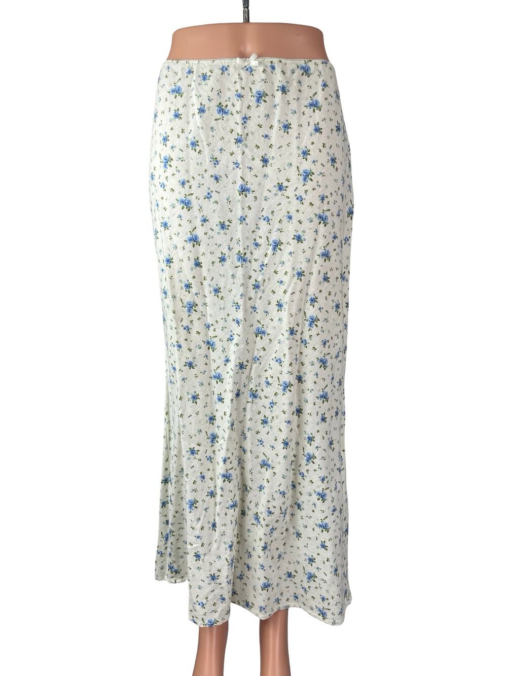 Wild Fable Women's Off White Linen Floral High Rise Maxi Straight A-Line Skirt S